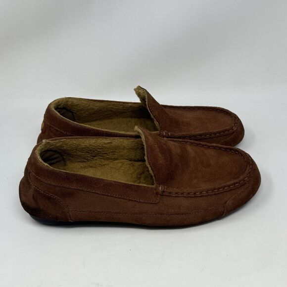 Samuel Hubbard Slippers Mens 12 Nutmeg Brown Suede Wool Fur Lined Slip On Shoes main image 13
